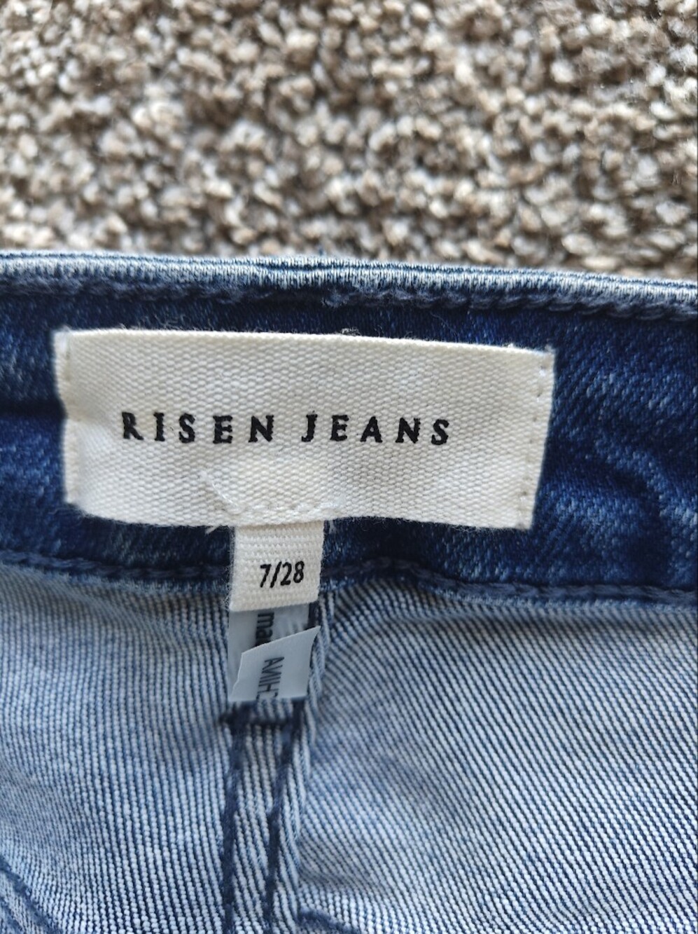 NWT Risen Bow Detail Flare Cuffed Distressed Bottom Blue Jeans Size 7 | 28 - Picture 2 of 5